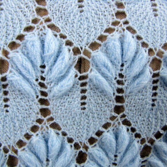 Vintage 70s Blue Sweater Cardigan Lane Bryant Medium Long Rockabilly School Girl - Picture 8 of 10